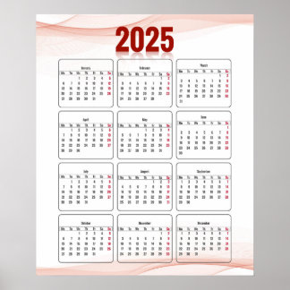 Fullständig årlig minimal abstrakt vertikal 2025 poster