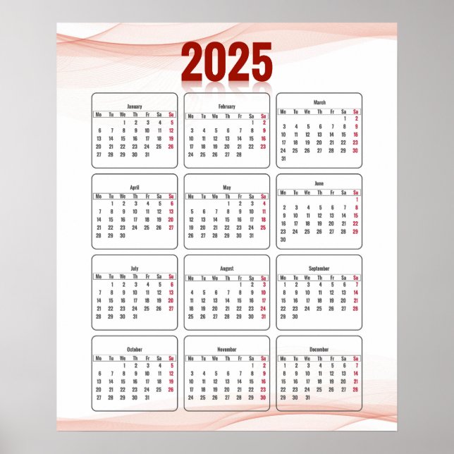 Fullständig årlig minimal abstrakt vertikal 2025 poster (Framsidan)