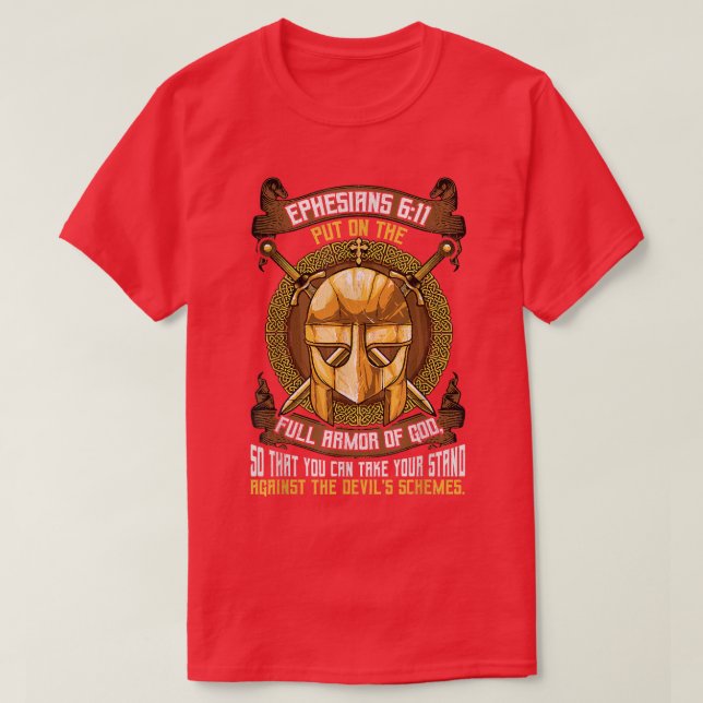 Fullständig armor av Gud Bearer Ephesian 611 Bible T Shirt (Design framsida)