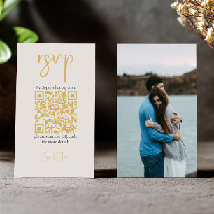 Fullständig bild, guld QR-kod och manus för bröllo Tilläggskort