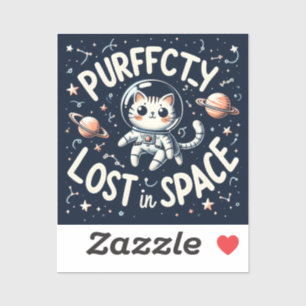 Fullständig Borttappad i Space Cute Cat Astronaut Klistermärken