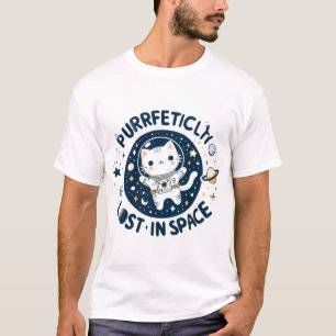 Fullständig Borttappad i Space Cute Cat Astronaut T Shirt