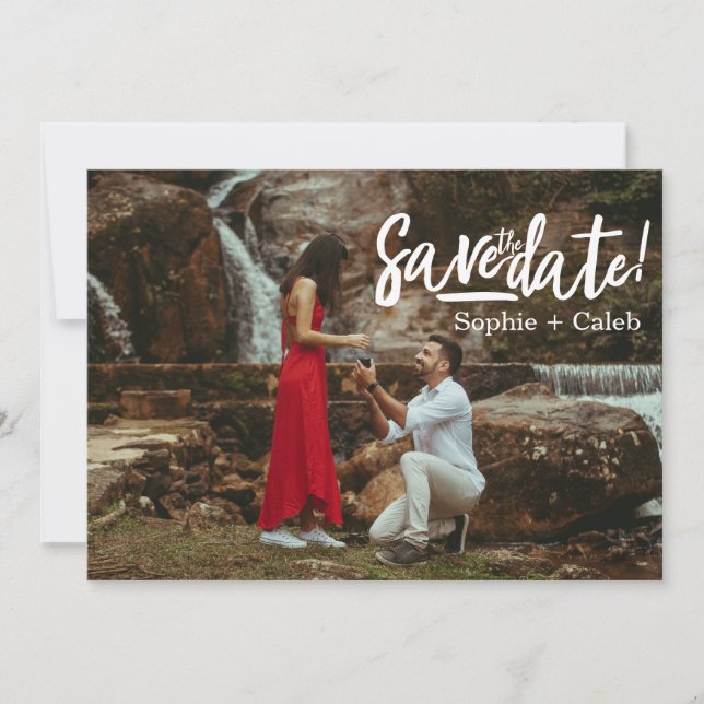 Fullständig fotodesign med modernt skrivsätt spara datumet (Framsida)
