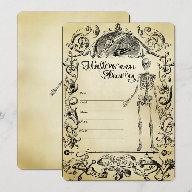 Fullständig inbjudan till Anpassade Halloween fest (Fram/baksida)
