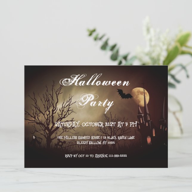 Fullständig inbjudan till Moon Halloween fest (Stående Fram)