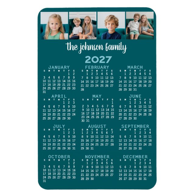 Fullständig kalender med 4 bilder magnet (Vertikal)