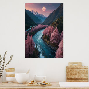 Fullständig måne Poster konsmisk väggkonst