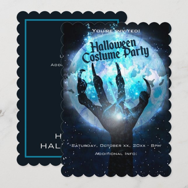 Fullständig månomformning Halloween fest Inbjudningar (Fram/baksida)