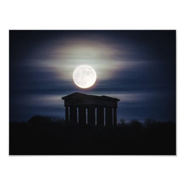 Fullständig moon över Penshaw Monument Poster/skri Fototryck (Framsidan)
