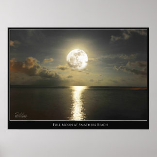 FULLSTÄNDIG MOON PÅ SMATHERS BEACH POSTER