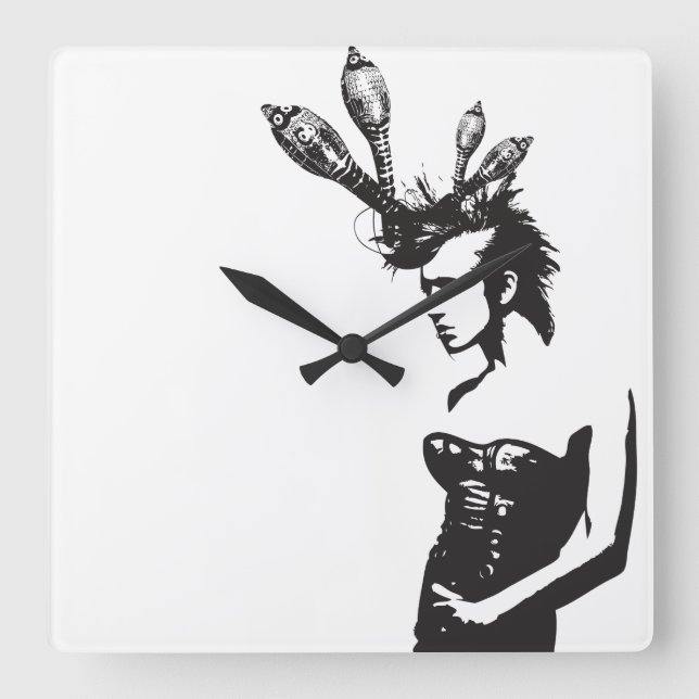 Fullständig Punk Puertoricansk Konst Fyrkantig Klocka (Framsida)