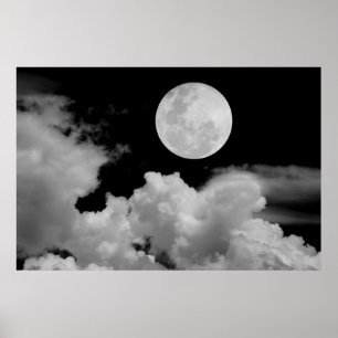 FULLSTÄNDIGA MOON-STÄNGNINGAR SVART OCH VITT POSTER