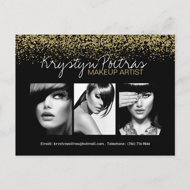 Fullständigt Anpassade Makeup Artist Comp Card Vykort (Framsida)