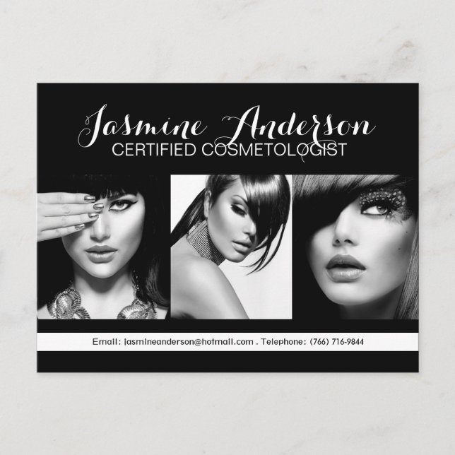 Fullständigt Anpassade Makeup Artist Comp Card Vykort (Framsida)