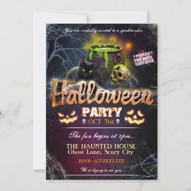 Fullständigt Customisable halloween festinbjudan Inbjudningar (Framsida)
