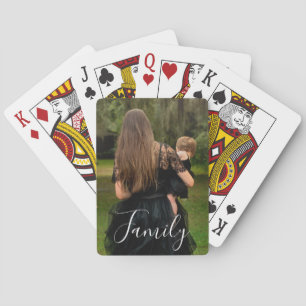 Fullständigt foto Anpassat skript Familj Text Casinokort