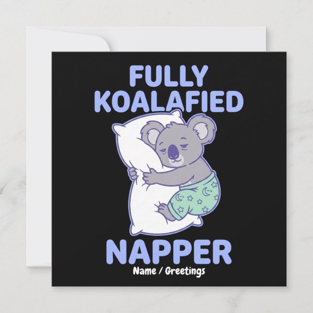  Fullständigt Koalafierad Sovande Söt Sömnig Koala Inbjudningar (Framsida)