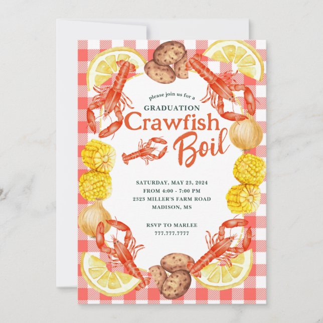 Fullständigt redigerbar text Crawfish Boil-inbjuda Inbjudningar (Framsida)