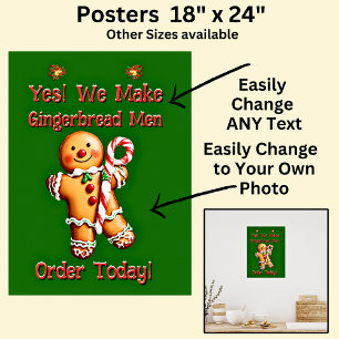 Fullständigt redigerbara Pepparkaksgubbar för jul Poster