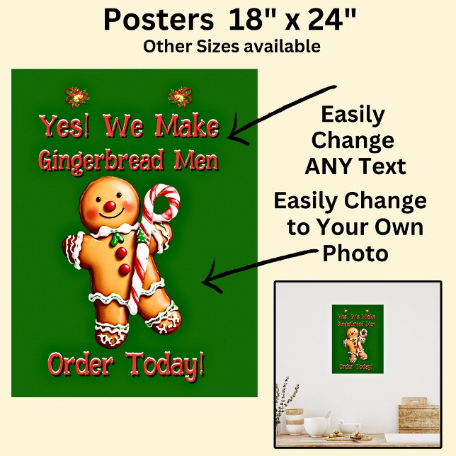 Fullständigt redigerbara Pepparkaksgubbar för jul Poster (Skapare uppladdad)