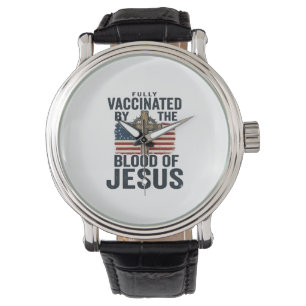 Fullständigt vaccinerad genom Jesu blod Patriotisk Armbandsur