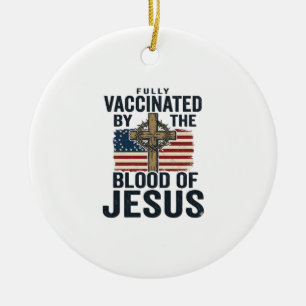 Fullständigt vaccinerad genom Jesu blod Patriotisk Julgransprydnad Keramik