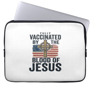 Fullständigt vaccinerad genom Jesu blod Patriotisk Laptop Fodral