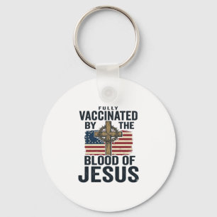 Fullständigt vaccinerad genom Jesu blod Patriotisk Nyckelring