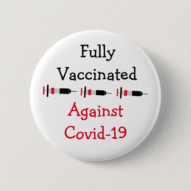 Fullständigt vaccinerad och påfylld mot Covid-19 Knapp (Framsida)