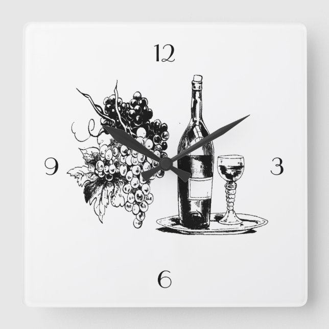 FULLSTÄNDIGT VIN WALL CLOCK FYRKANTIG KLOCKA (Framsida)