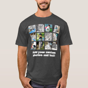 Fullt 12 Photo Mosaic Bild Collage T-Shirt