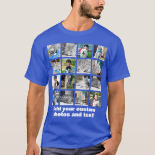 Fullt 16 Photo Mosaic Bild Collage T Shirt
