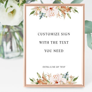 Fullt Anpassningsbar Text, Earthy Blooms Bröllop S Poster