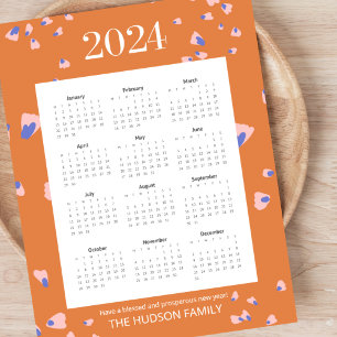 Fullt år 12 månader Flower Petals Terracotta Poster