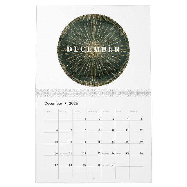 Fullt Art Deco-Elegant Kalender (Dec 2026)