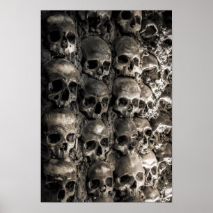 Fullt av Döskallar och ben i benchapel Poster