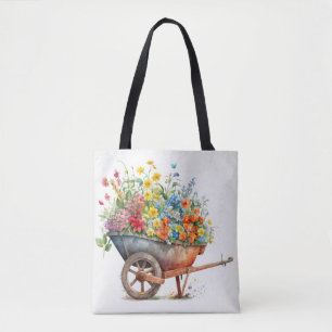 Fullt av friska blommor tygkasse