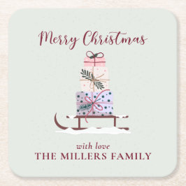 Fullt av gåvor, ljust grönt underlägg papper kvadrat