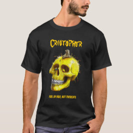 Fullt av Gulten Pumpkin Skull för Pulp Not Thought T Shirt