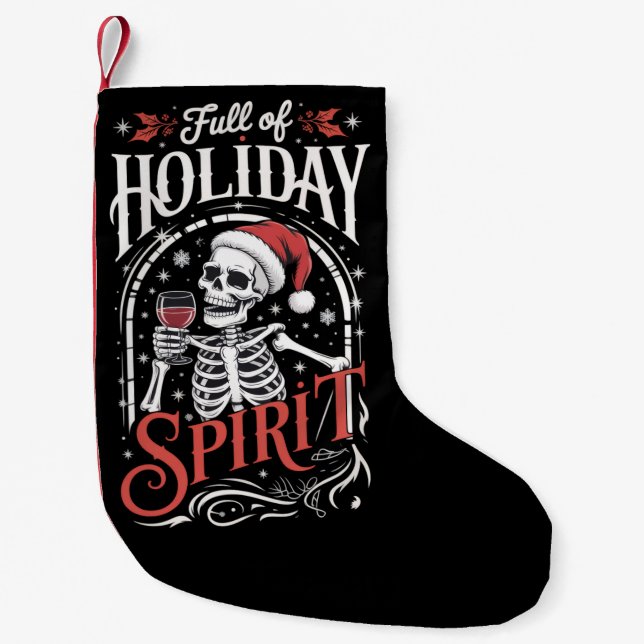 Fullt av Helgdag Spirit Julafton Skeleton som dric Liten Julstrumpa (Framsidan)