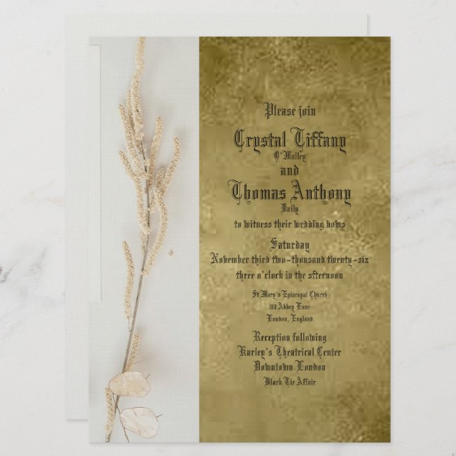 Fullt av inbjudan till en blomsterbröllop (Fram/baksida)