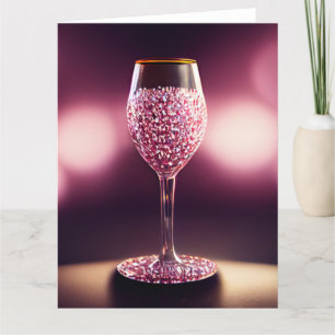 fullt av rosa ädelglas i vin tack kort