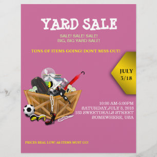Fullt av träboxar av goodies Yard Sale Flyer