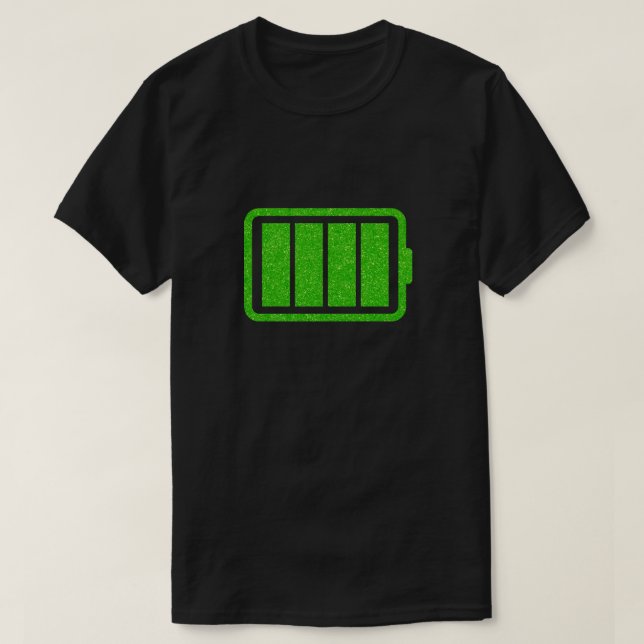 Fullt Battery Funny Glitter T Shirt (Design framsida)
