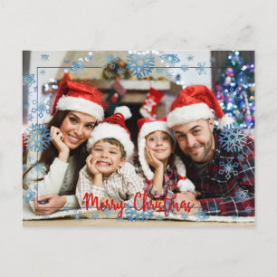 Fullt beklär fotoet snöig jul vykort