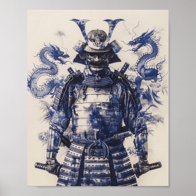 Fullt beväpnad Samurai Warrior Poster (Framsidan)