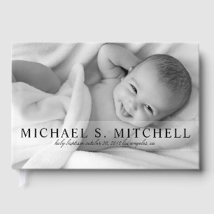 Fullt Bleed Photo Baby Baptism Bris Sip och Se Gästböcker