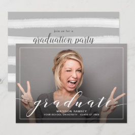 Fullt Bleed Photo Studenten annoncement och Party Inbjudningar