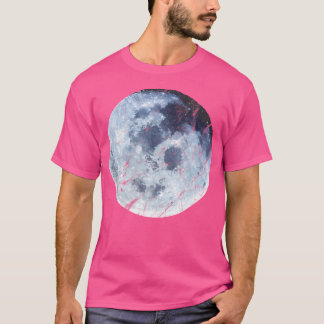 Fullt Blue Måne Distress Art Space Astronomy T Shirt