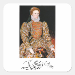 Fullt Body Porträtt of Queen Elizabeth I of Englan Fyrkantigt Klistermärke